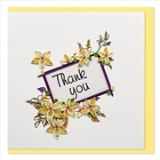 Buy Quilled Greeting Card Thank You - Cream Flowers 15x15cm
