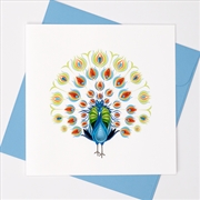Buy Quilled Greeting Card Peacock Fan 15x15cm