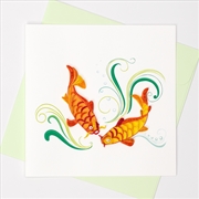 Buy Quilled Greeting Card Golden Koi 15x15cm