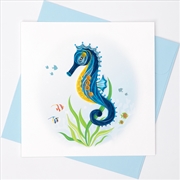 Buy Quilled Greeting Card Sky Blue Sea Horse 15x15cm
