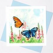 Buy Quilled Greeting Card Gold and Blue Butterflies 15x15cm
