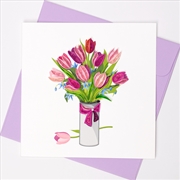 Buy Quilled Greeting Card Pink Tulips 15x15cm