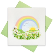 Buy Quilled Greeting Card Rainbow with Flowers 15x15cm