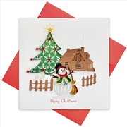 Buy Quilled Greeting Card Snowman, Tree, House 15x15cm