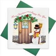 Buy Quilled Greeting Card Christmas Snowman Door 15x15cm