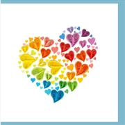 Buy Quilled Greeting Card Rainbow Heart 15x15cm