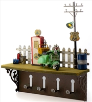 Buy Shelf Hanging Wall Decor with Hooks Petrol Pump 31x9x33.5cm