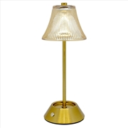 Buy Rechargeable LED Table Lamp with Fluted Glass Shade 11x11x28cm