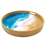 Buy Round Bamboo Resin Serving Tray Ocean Vibes 41x41x5cm
