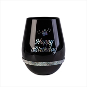 Buy Happy Birthday Black Luxe Stemless Wine Glass
