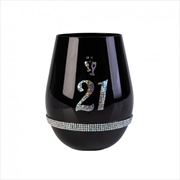 Buy Happy 21st Birthday Black Luxe Stemless Wine Glass