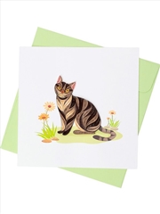 Buy Quilled Greeting Card Cat & Flowers 15x15cm