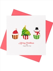 Buy Quilled Greeting Card Christmas Cupcakes 15x15cm