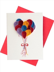 Buy Quilled Mini Greeting Card Balloon Heart 8.5x6.4cm