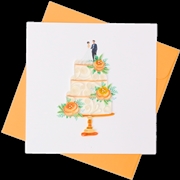 Buy Quilled Greeting Card Bride & Groom Wedding Cake 15x15cm