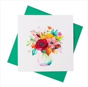 Buy Quilled Greeting Card Flowers in Glass Vase 15x15cm