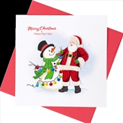 Buy Quilled Greeting Card Santa and Snowman 15x15cm