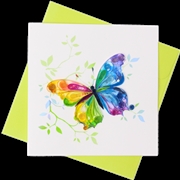 Buy Quilled Greeting Card Multi-coloured Butterfly 15x15cm