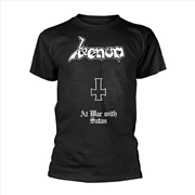 Buy Venom - At War With Satan: White - Black - Large