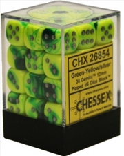 Buy Chessex 12mm D6 Dice Block Gemini Green-Yellow/Silver
