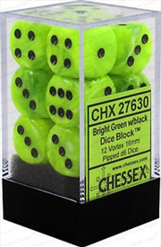 Buy Chessex 16mm D6 Dice Block Vortex Bright Green/Black