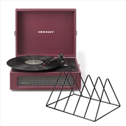 Buy Crosley Voyager Bluetooth Portable Turntable + Gadhouse Vinyl Rack Bundle - Burgundy