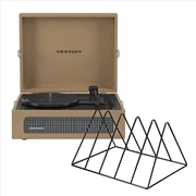 Buy Crosley Voyager Bluetooth Portable Turntable + Gadhouse Vinyl Rack Bundle - Tan
