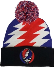 Buy Grateful Dead - Steal Your Face Patch - Knit Pom Hat - Jacquard Lighting Bolt Red/White/Blue/Black