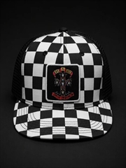 Buy Guns 'N Roses - Checker Bill With Logo Patch - 5 Panel Trucker Hat - Black/White