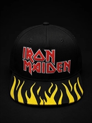 Buy Iron Maiden - Flame Bill with Embroidered Logo - 5 Panel Structured Hat - Black