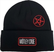 Buy Motley Crue - Embroidered Twill Patch & Pentagram - Acrylic Knit Hat - Black