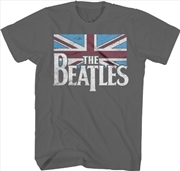 Buy Beatles - Distressed Union Jack Flag T-Shirt - XL Charcoal