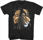 Buy Bob Marley - Profile With Lion T-Shirt -  Small Black