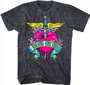 Buy Bon Jovi - Heart Vintage Print T-Shirt - Medium Black Mineral Wash
