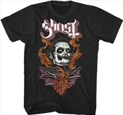 Buy Ghost - Cardinal Copia Flaming Face T-Shirt - Large Black 