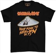 Buy Parliament - Take Funk To Heaven in 77 - Heavy Cotton T-Shirt - Large Black