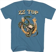 Buy ZZ Top - Snake Skull T-Shirt - Medium Blue