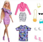 Buy Barbie Doll and Party Fashions, Blonde with Pink Dress with Metallic Accents
