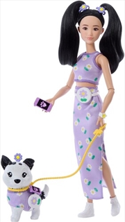 Buy Barbie Twinning Looks Fashion Doll With Pet Dog, Black Hair