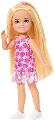 Buy Barbie Family & Friends Club Chelsea, Blonde with Pink Strawberry Pattern Dress