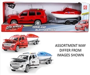 Buy SUV with Speed Boat on Trailer Friction 25cm Light and Sound 2 assorted (Sent At Random)