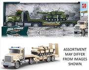 Buy Military Trailer Transporter Friction with Tank and Light and Sound 2 assorted (Sent At Random)