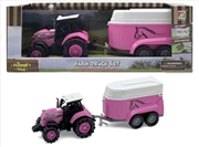 Buy Farm Tractor and Horse Float 1:48 Pink with Light and Sound