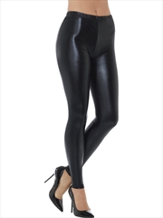 Buy 80's Metallic Black Disco Leggings - Size L