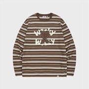 Buy [Bts Jimin Pick] Wacky Willy One Point Stripe Long Sleeve T-Shirt (Brown) - Xl
