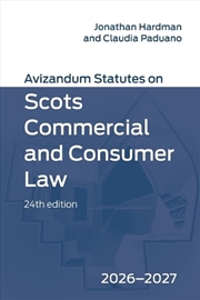 Buy Avizandum Statutes on Scots Commercial and Consumer Law: 2026-2027, 24th edition