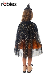 Buy Witch Black & Gold Star Cape - Child