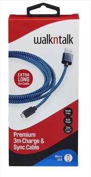 Buy Walkntalk Charge & Sync 3M Cable - Micro USB - Blue