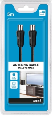 Buy Crest TV Co-Ax Dual Shield Male To Male 5M Black