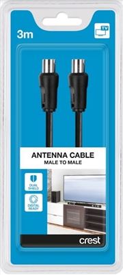 Buy Crest TV Co-Ax Dual Shield Male To Male 3M Black